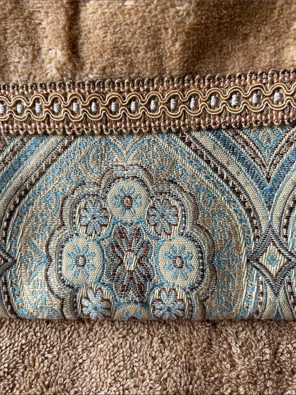 Sherry Kline Golden Brown Decorative Hand Towels with Paisley Trim set of 2